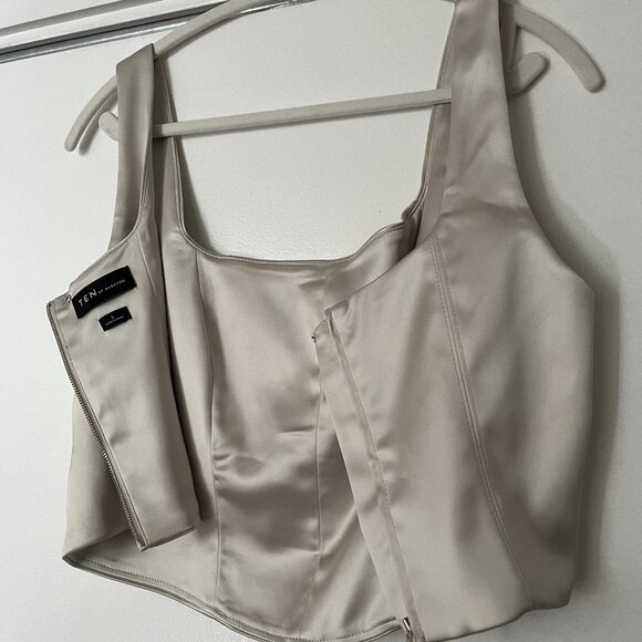 Aritzia Ten by Babaton (L) ELEVATE Square-neck Bustier Silver Princess Top - Picture 3 of 7